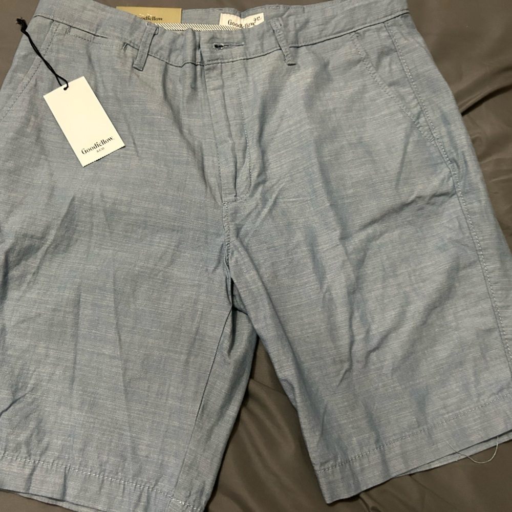 NWT Goodfellow & Co Mens Blue The Every Wear Shirts 7" 30 - Picture 3 of 3